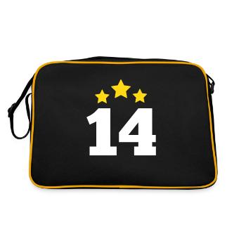 14 Year Star - 14th Anniversary Gift - Retro Bag - black/gold - Back