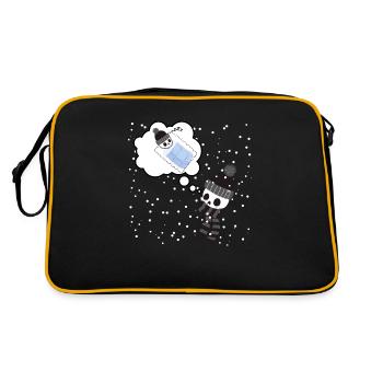 Warme Gedanken im Winter - Retro Tasche - Schwarz/Gold - Hinten