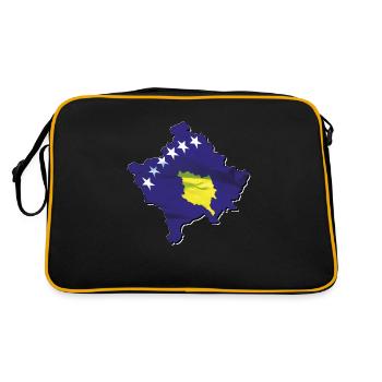 Drapeau du Kosovo sur la carte du Kosovo - Sac Retro - noir/or - Dos