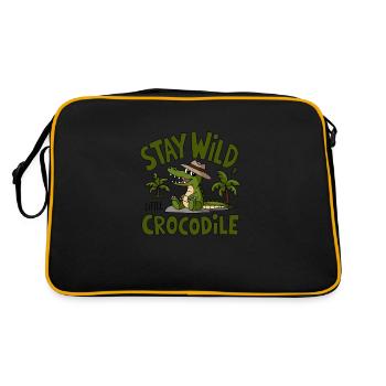 Wilder Kroko-Vibe - Retro Tasche - Schwarz/Gold - Hinten