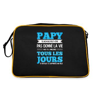 Opa Danke, dass du da bist, Zärtliches Opa Geschenk - Retro Tasche - Schwarz/Gold - Hinten