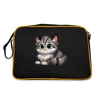 Norwegische Waldkatze Baby - Retro Tasche - Schwarz/Gold - Hinten