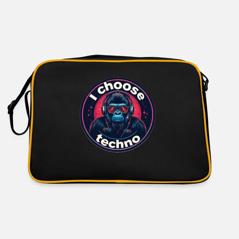 Gorilla i choose techno Retro Tasche