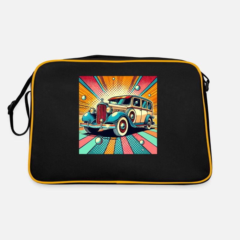Retro car in pop art style Retro Bag