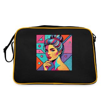 Colorful portrait in pop art style - Retro Bag - black/gold - Back