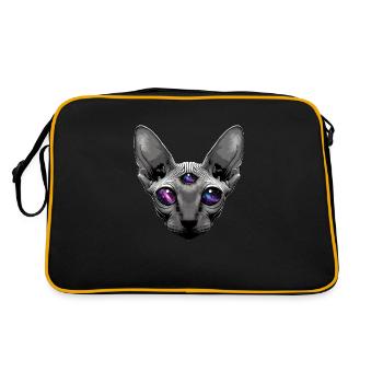 a sphinx cat with big deep black eyes - Retro Bag - black/gold - Back
