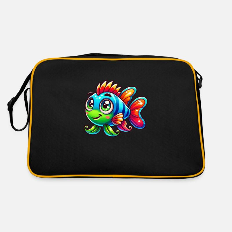 fish comic - Retro Tasche - Schwarz/Gold