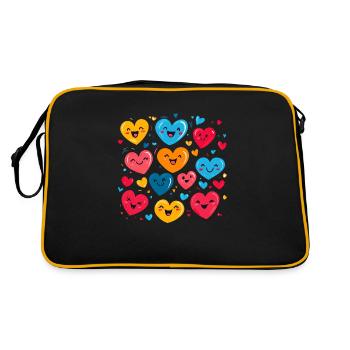Hearts Funny Faces Valentine's Day Gift - Retro Bag - black/gold - Back