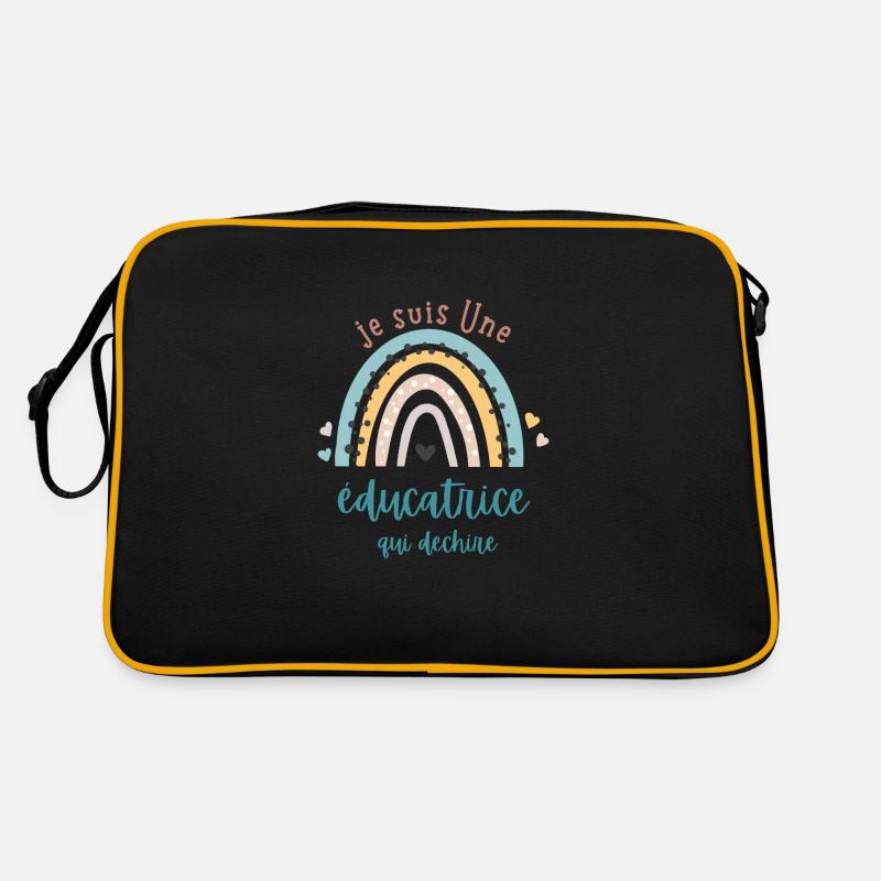 Ich bin ein Pädagoge, der rockt - Retro Tasche - Schwarz/Gold