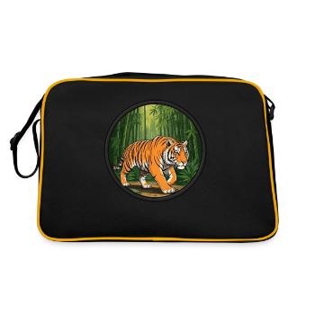 Tiger im Dschungel - Retro Tasche - Schwarz/Gold - Hinten