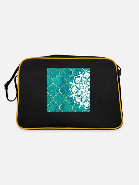 Teal Mandala Moroccan Art - Retro Bag - black/gold - Back
