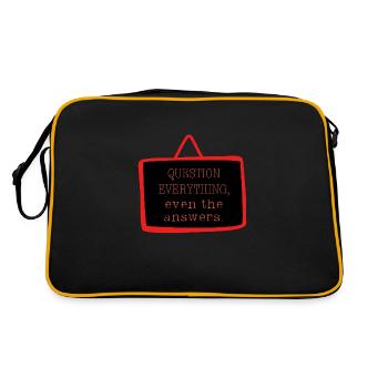 Bold "Question Everything" Philosophy Design - Retro Bag - black/gold - Back