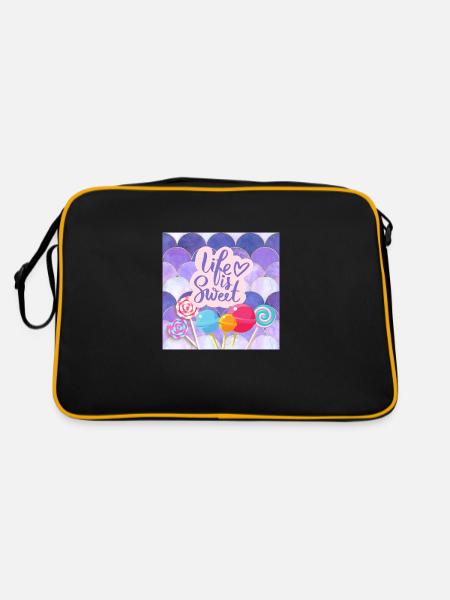 Life Is Sweet - Colourful Candy Lollipop Design - Retro Bag - black/gold - Back