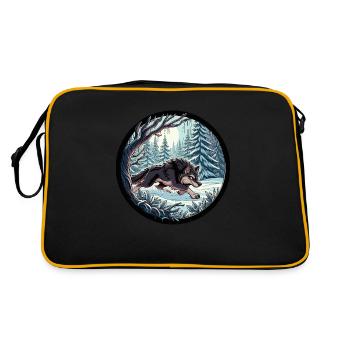 Loup dans la forêt enneigée - Sac Retro - noir/or - Dos