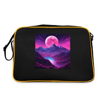 Pink Moonlit Magical Mountain Landscape - Retro Bag - black/gold - Back