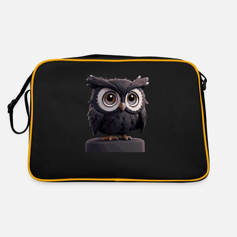 Eule Comic - Retro Tasche - Schwarz/Gold