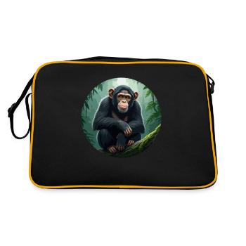 Chimpanzé sur une branche d’arbre - Sac Retro - noir/or - Dos
