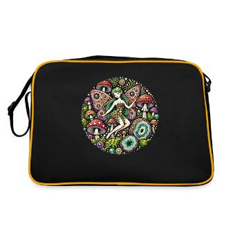 Champignons Vintage Fée Fée Fées Fées Illustration - Sac Retro - noir/or - Dos