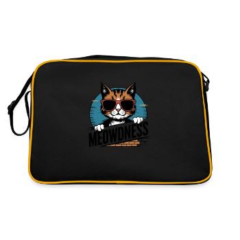 Miauen Katze Sonnenbrille - Retro Tasche - Schwarz/Gold - Hinten
