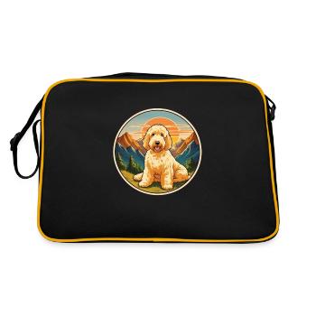 Golden Doodles Berge Jahrgang - Retro Tasche - Schwarz/Gold - Hinten