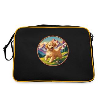 Golden Doodles Berge Vitage - Retro Tasche - Schwarz/Gold - Hinten