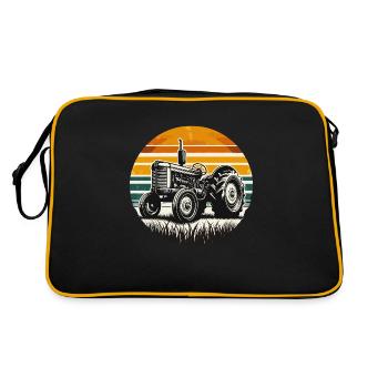 Oldtimer Traktor Bauern Traktor - Retro Tasche - Schwarz/Gold - Hinten
