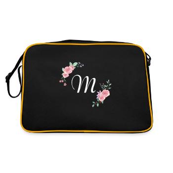 Pink floral letter m - Retro Bag - black/gold - Back