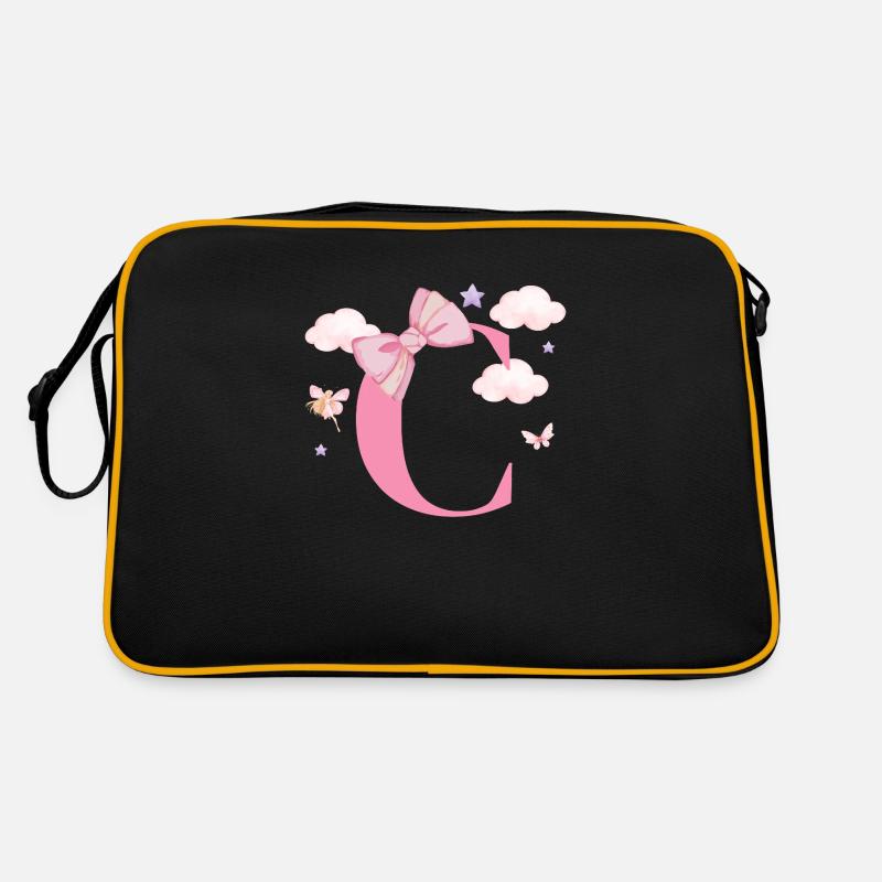 Letter c pink clouds Retro Bag