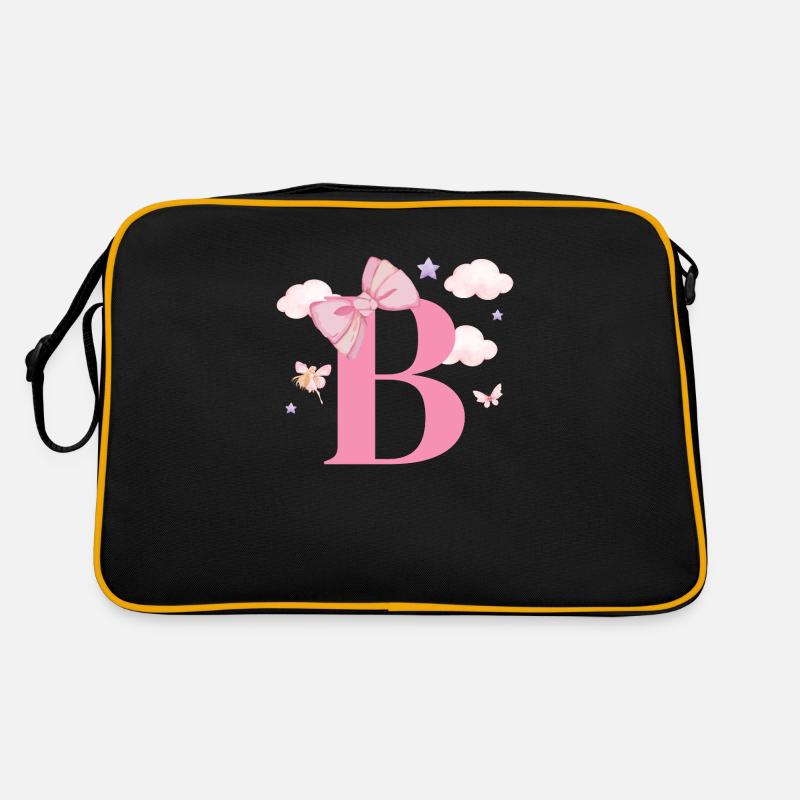 Letter b pink clouds Retro Bag