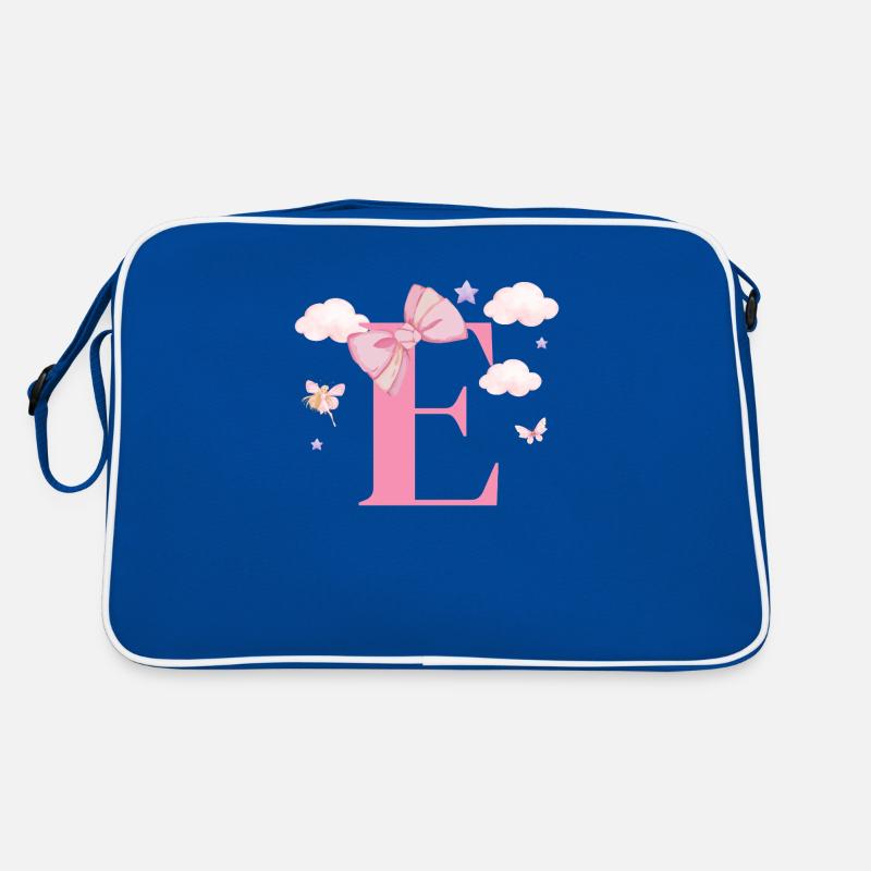 Letter e pink clouds Retro Bag