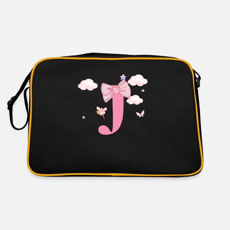 Letter j Pink Clouds Retro Bag