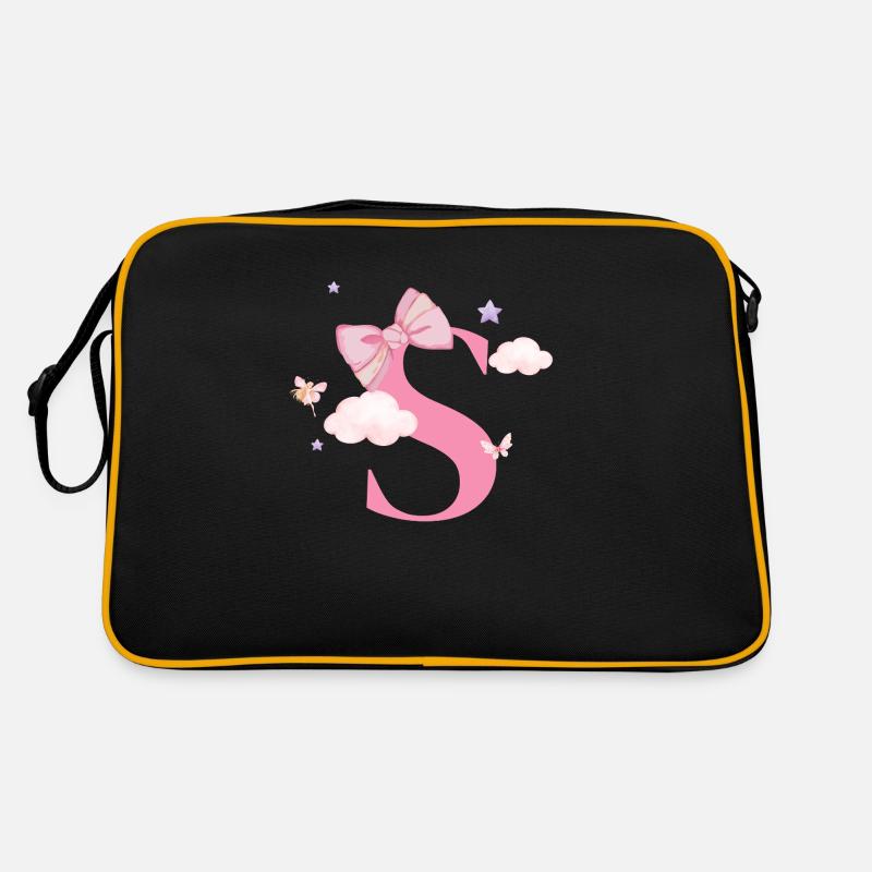 Letter s pink clouds Retro Bag