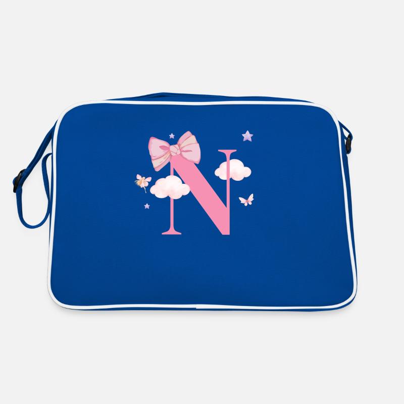 Letter n pink clouds Retro Bag