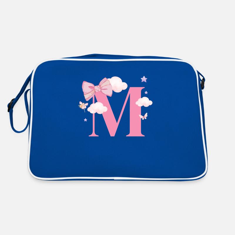 Letter m pink clouds Retro Bag