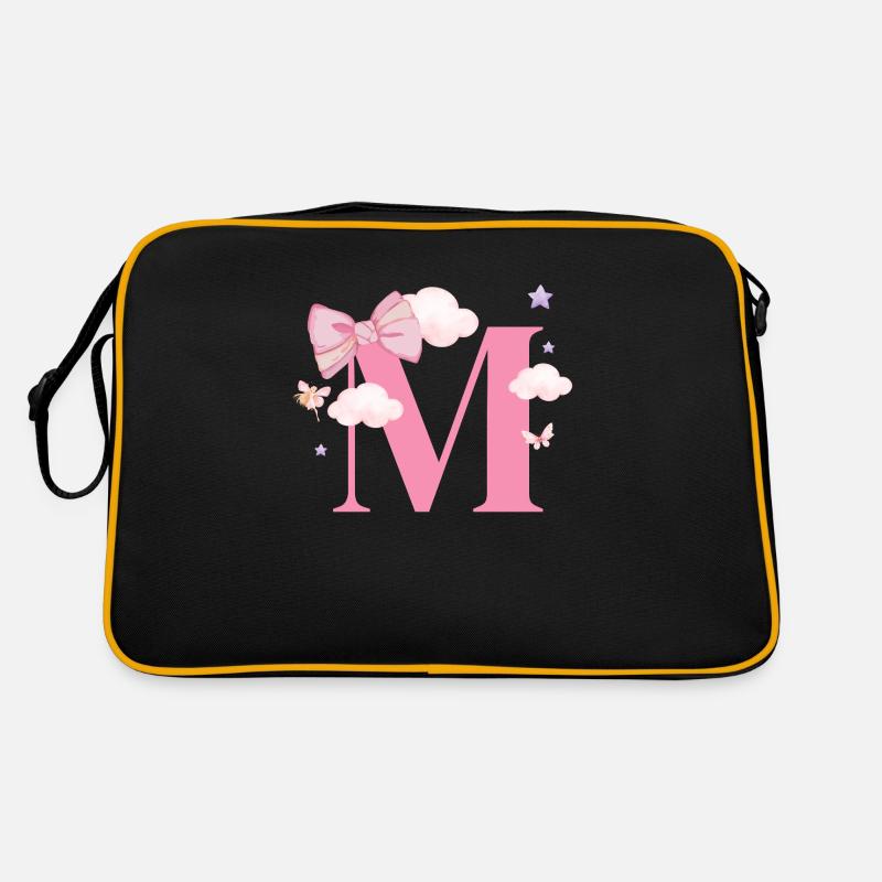 Letter m pink clouds Retro Bag