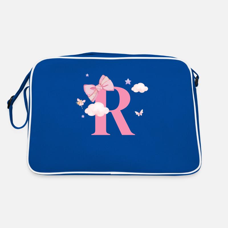 Letter r pink clouds Retro Bag