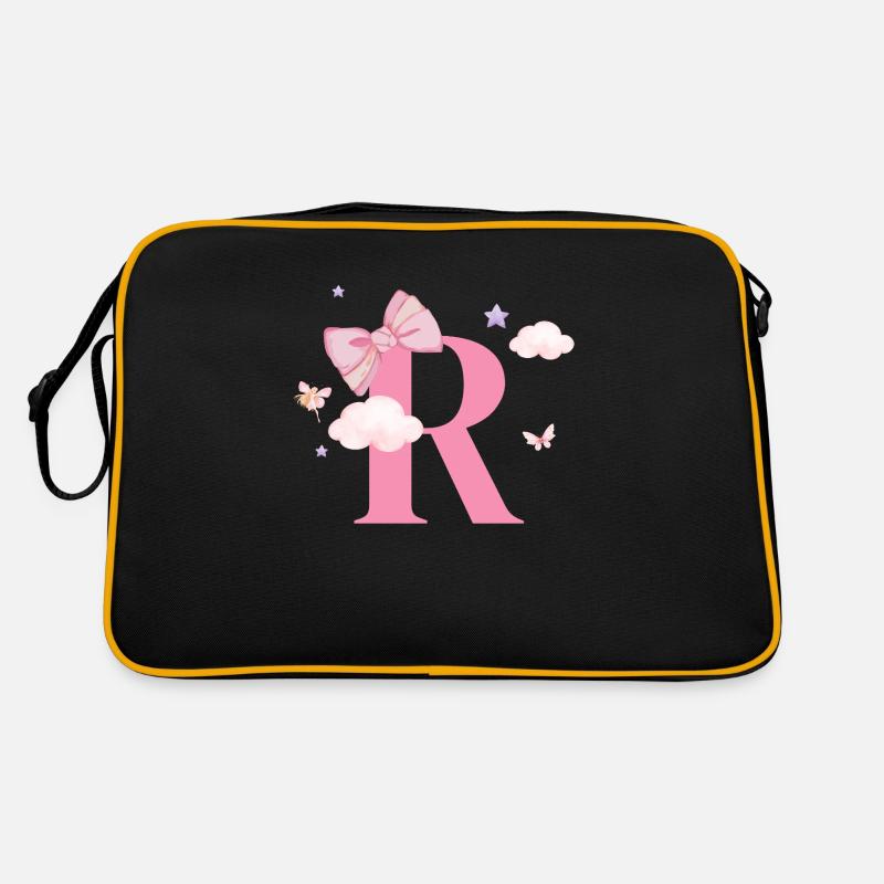 Letter r pink clouds Retro Bag