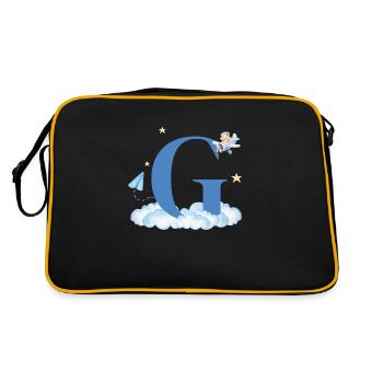 Lettre g bleu nuages avion enfant - Sac Retro - noir/or - Dos