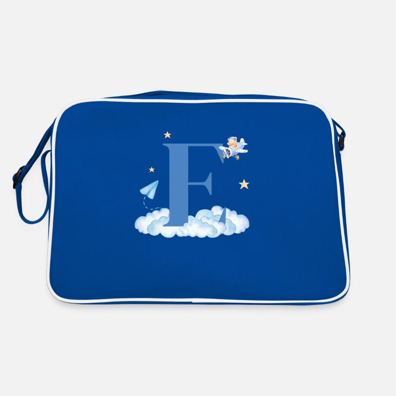 Buchstabe e blaue Wolken Flugzeug Kind Retro Tasche