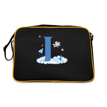 Lettre l bleu nuages avion enfant - Sac Retro - noir/or - Dos