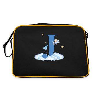Lettre j bleu nuages avion enfant - Sac Retro - noir/or - Dos