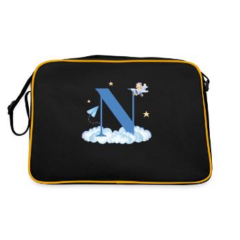 Lettre n bleu nuages avion enfant - Sac Retro - noir/or - Dos