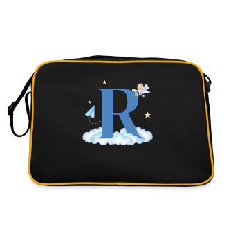 Lettre r bleu nuages avion enfant - Sac Retro - noir/or - Dos