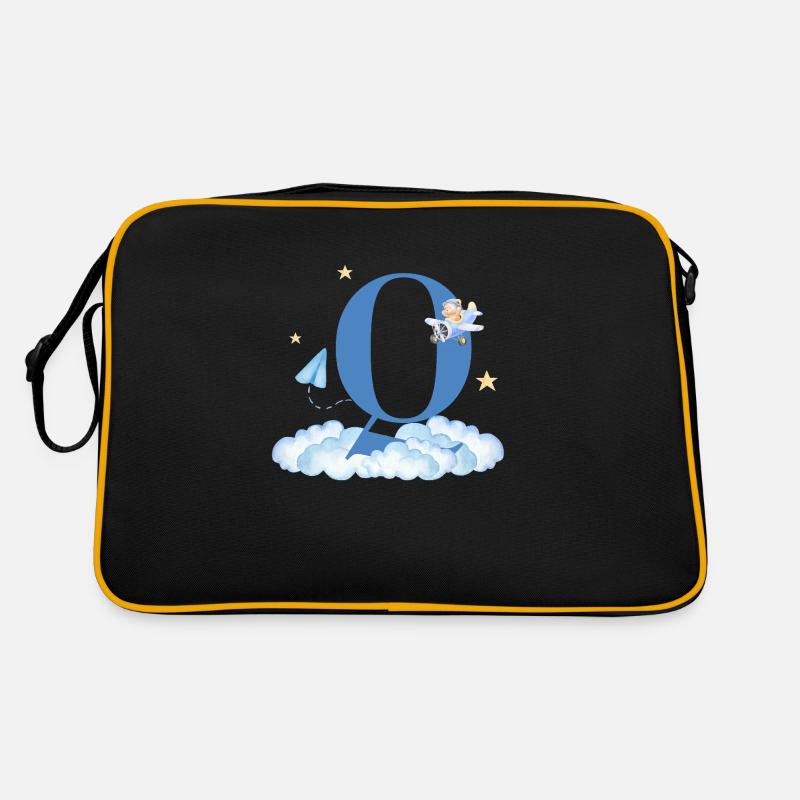 Letter Q Blue Clouds Airplane Child Retro Bag