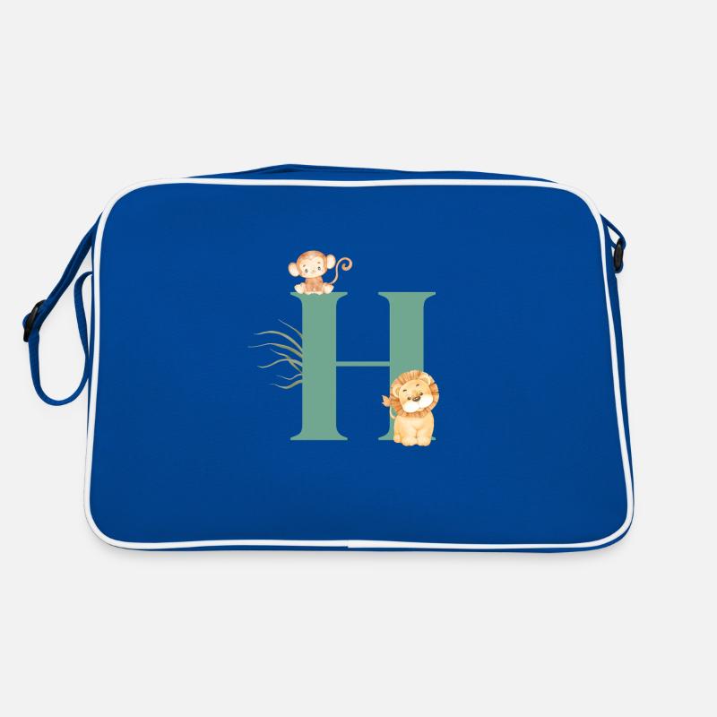 Buchstabe h grüne Dschungeltiere Retro Tasche