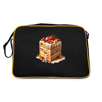 Leckere Torte - Retro Tasche - Schwarz/Gold - Hinten