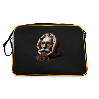 Mann in Kaffeebohnen - Retro Tasche - Schwarz/Gold - Hinten