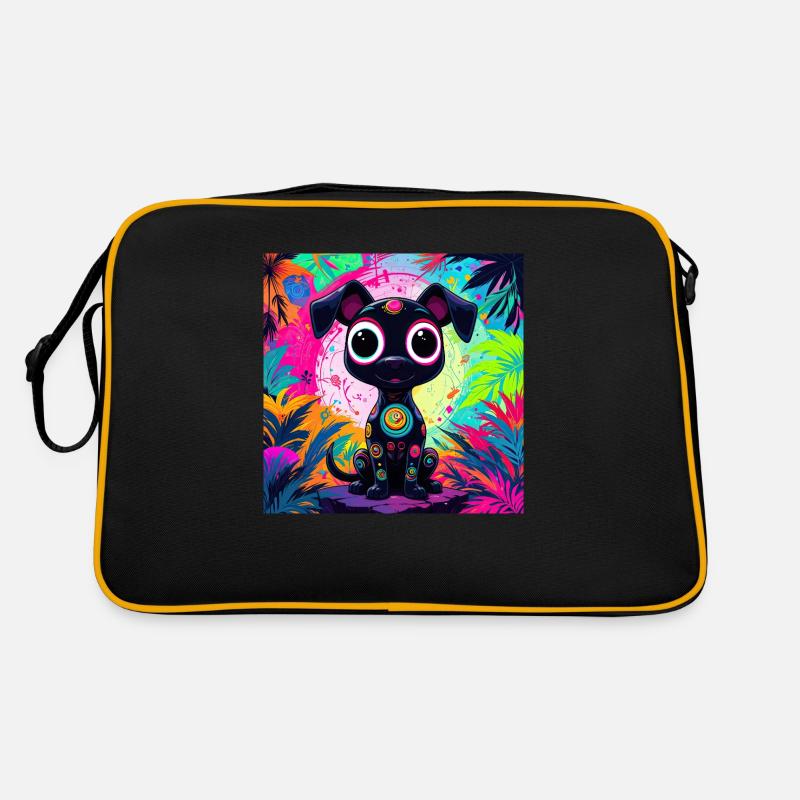 style de dessin animé de couleur néon chat chien art design cool Sac Retro