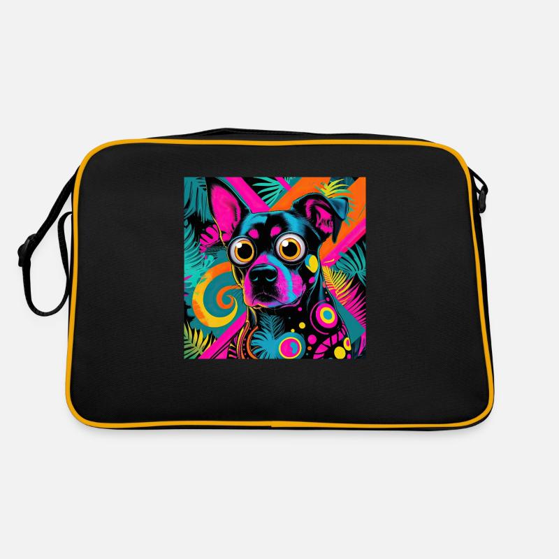 style de dessin animé de couleur néon chat chien art design cool Sac Retro