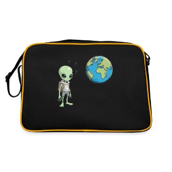 Alien und die Erde - Retro Tasche - Schwarz/Gold - Hinten